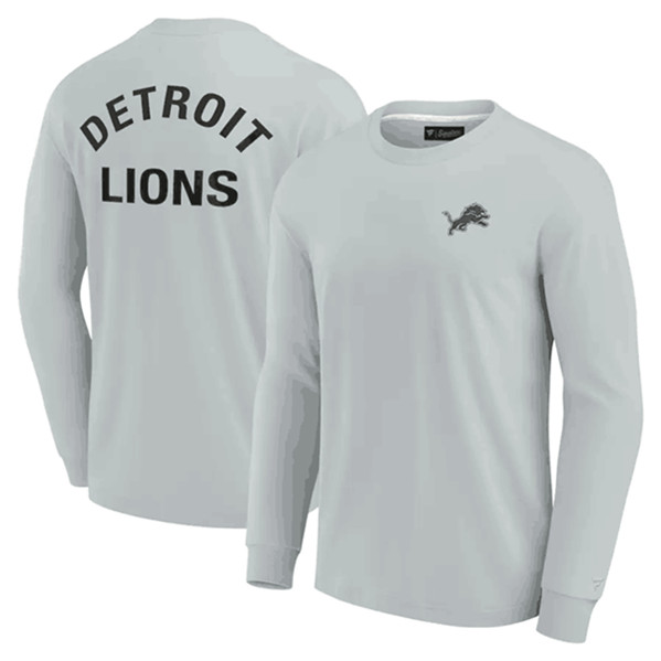 Men's Detroit Lions Gray Signature Unisex Super Soft Long Sleeve T-Shirt